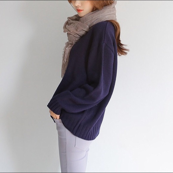 Special Price❤️High collar Navy Turtleneck Sweater - Picture 2 of 8